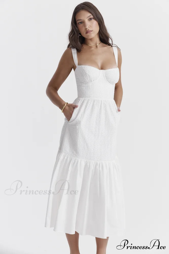 Elia White Broderie Charming Anglaise Midi Dress