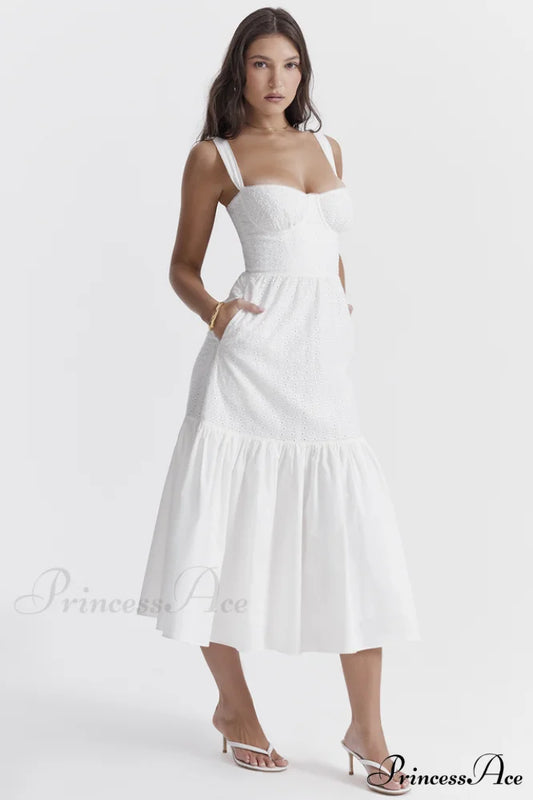 Elia White Broderie Charming Anglaise Midi Dress