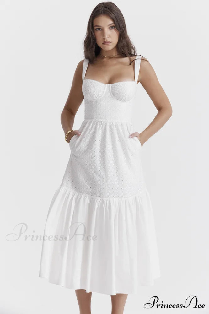 Elia White Broderie Charming Anglaise Midi Dress