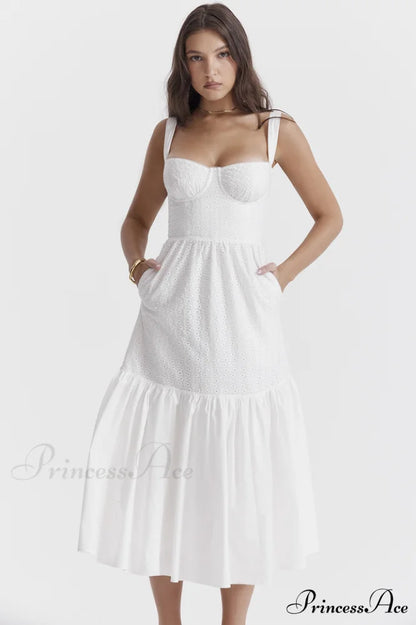 Elia White Broderie Charming Anglaise Midi Dress