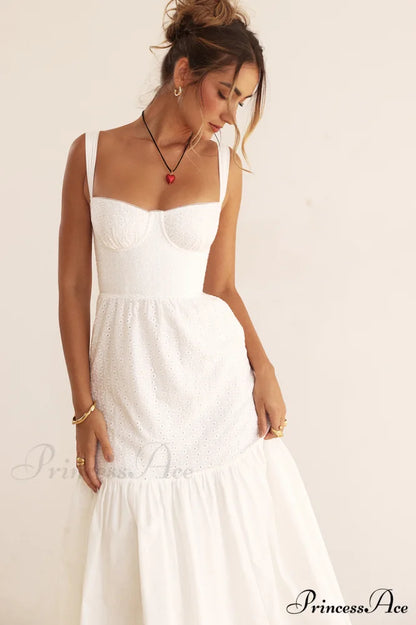 Elia White Broderie Charming Anglaise Midi Dress