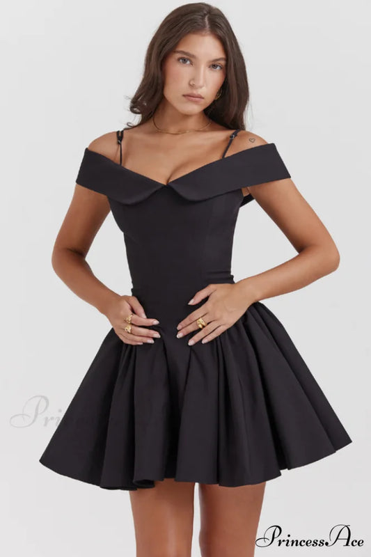 Elida Black Stylish Mini Dress XS / Black