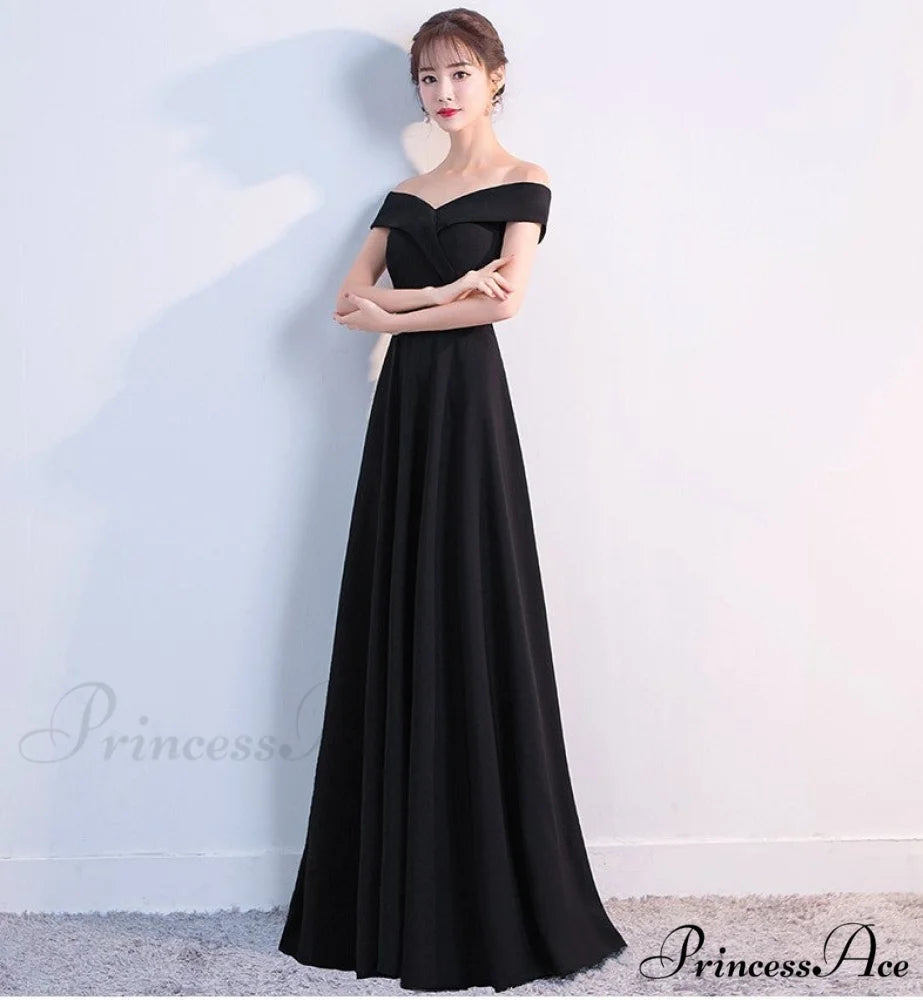 Ella Elegant off-the-shoulder gown BLACK / XS