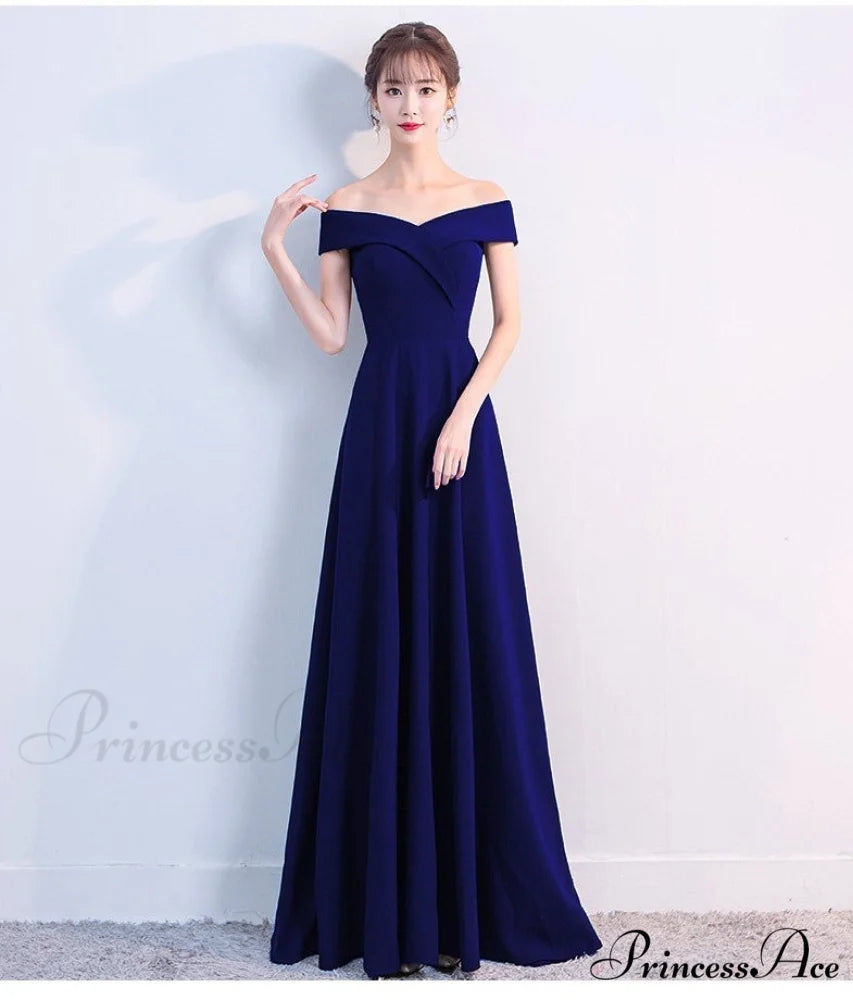 Ella Elegant off-the-shoulder gown NAVY / XS