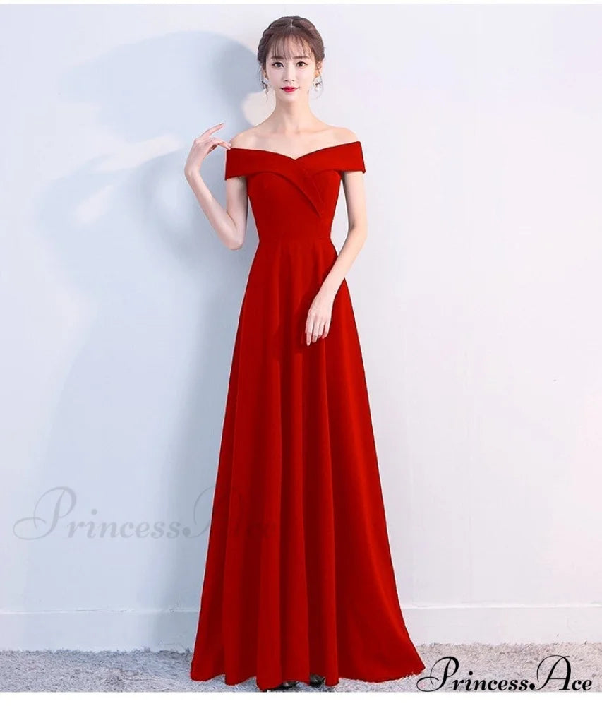 Ella Elegant off-the-shoulder gown RED / XS