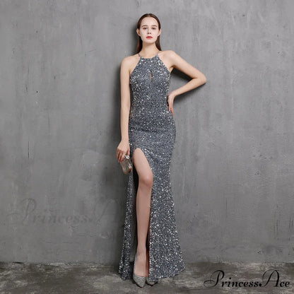 Ella halterneck Stylish sequined formal dress