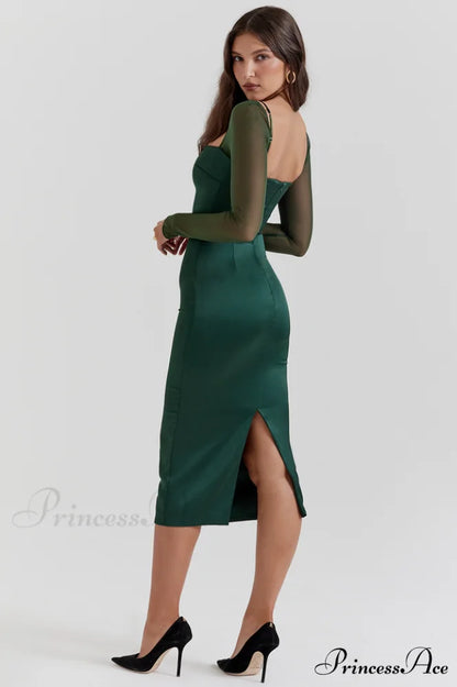 Ellica Emerald Stylish Green Midi Dress
