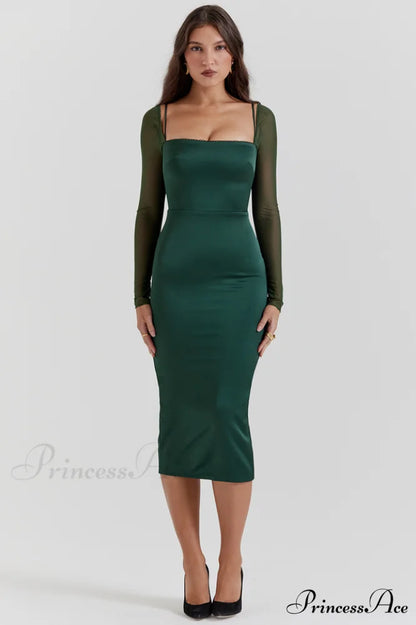 Ellica Emerald Stylish Green Midi Dress