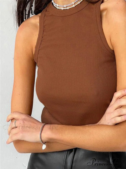 Ellis Crop Graceful Tank Top Light Brown / XS