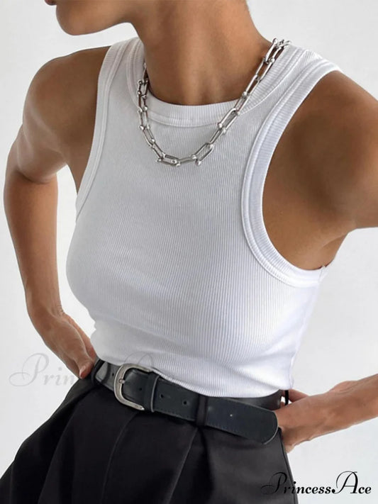 Ellis Crop Graceful Tank Top White / XS