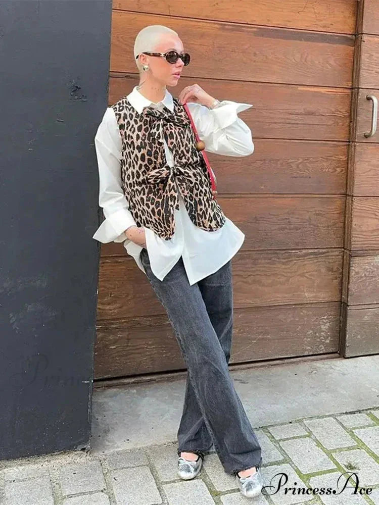 ELLISA Elegant WAISTCOAT Leopard Print / S