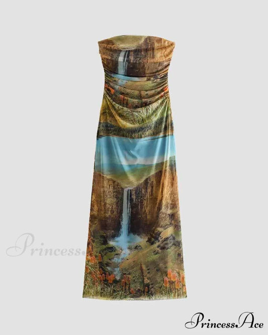 Elvira Falls Stylish Tube Dress Multicolor / XS