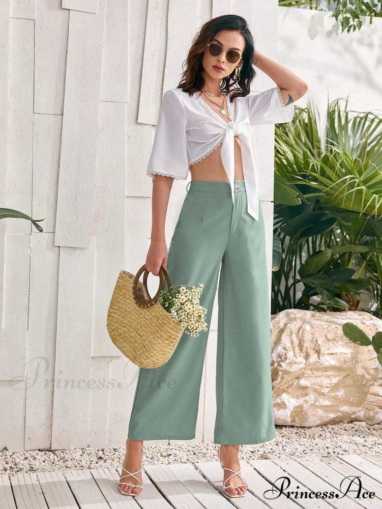 ely Solid Wide Leg Pants