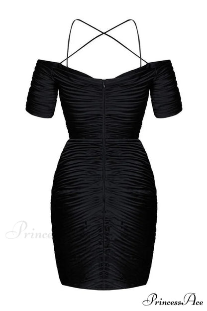 Embellished Ruched Stylish Satin Mini Dress