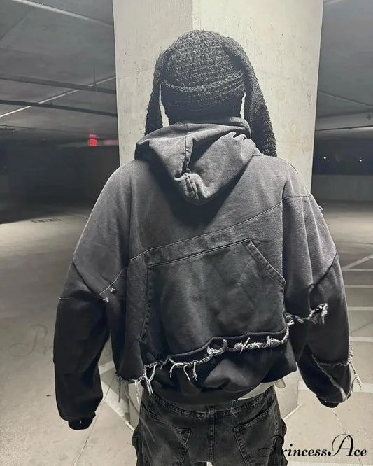 Embroidered Black Hoodie hoodies-241228