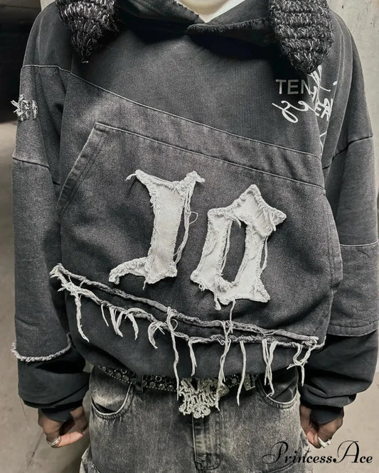 Embroidered Black Hoodie hoodies-241228