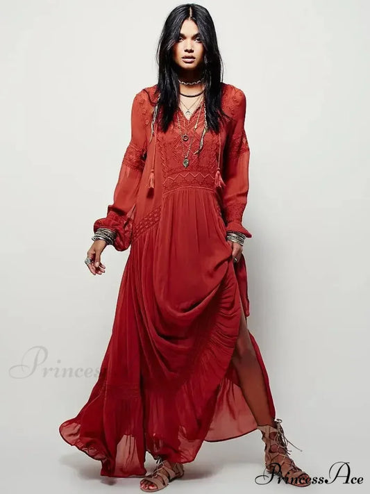 Embroidered Blossom V-neck Separated Mini Bohemian Dress bohodress-250126