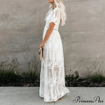 Embroidered Patchwork Long Sleeve Ivory Bohemian Dress bohodress-250126