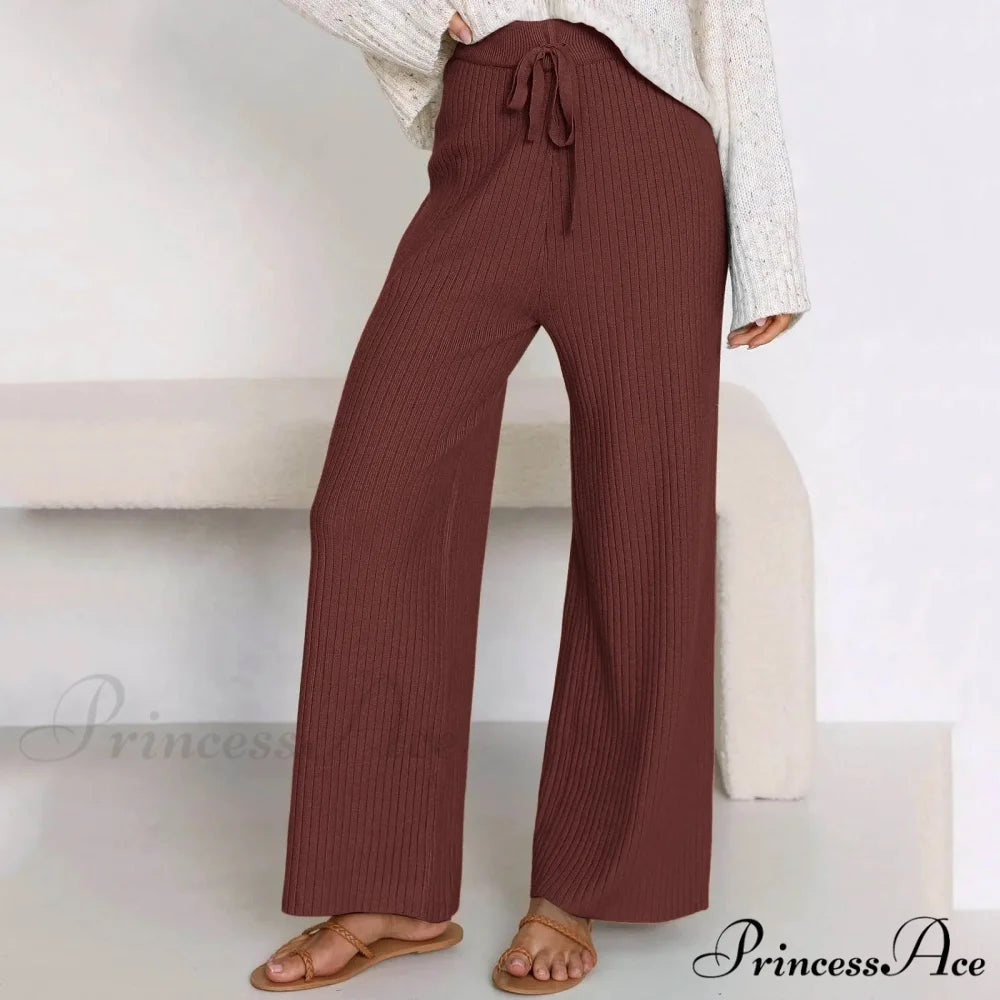 Embroidery Bow Knitted Flare Casual Slim Fit Sweatpants All-match Pants