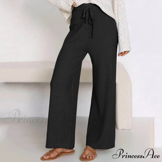 Embroidery Bow Knitted Flare Casual Slim Fit Sweatpants All-match Pants