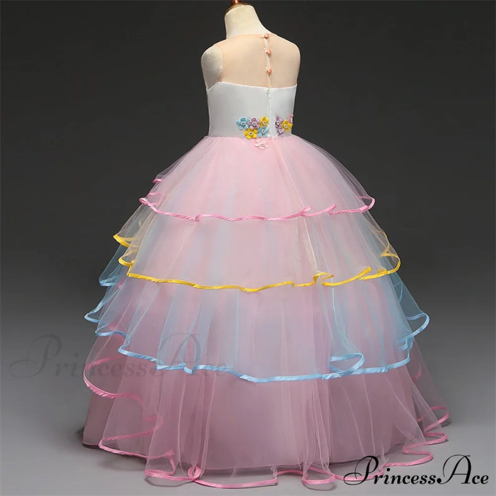 Embroidery Gown 6-14 Lace Wedding Flower Teen Party Girls Birthday Formal For Christmas Clothes Red Kids Dresses Gown