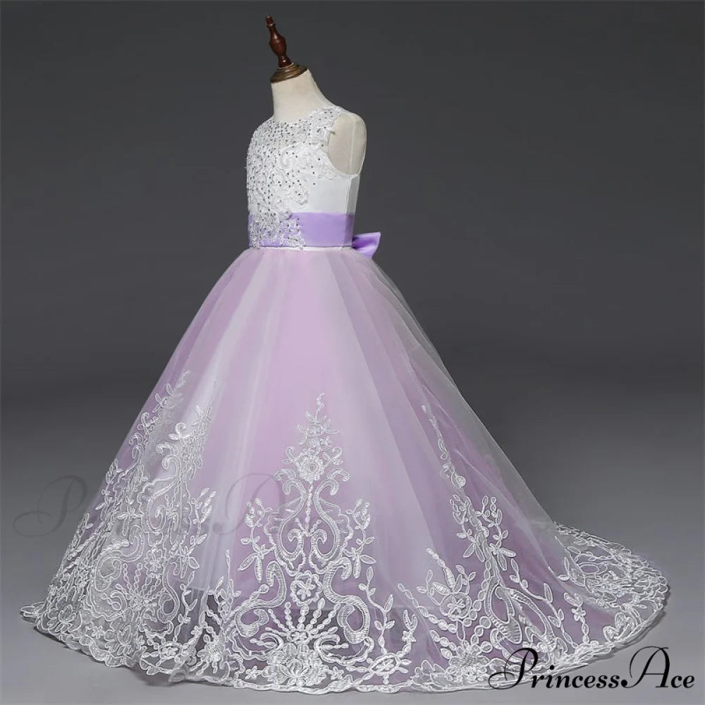 Embroidery Gown 6-14 Lace Wedding Flower Teen Party Girls Birthday Formal For Christmas Clothes Red Kids Dresses Gown
