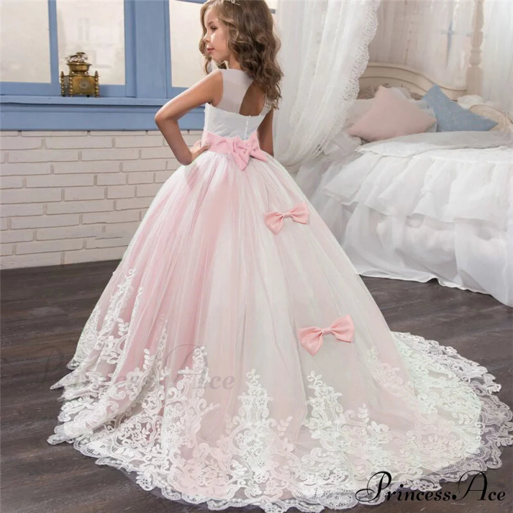 Embroidery Gown 6-14 Lace Wedding Flower Teen Party Girls Birthday Formal For Christmas Clothes Red Kids Dresses Gown