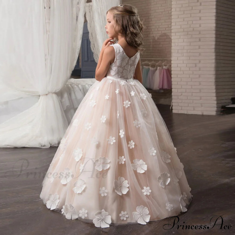 Embroidery Gown 6-14 Lace Wedding Flower Teen Party Girls Birthday Formal For Christmas Clothes Red Kids Dresses Gown
