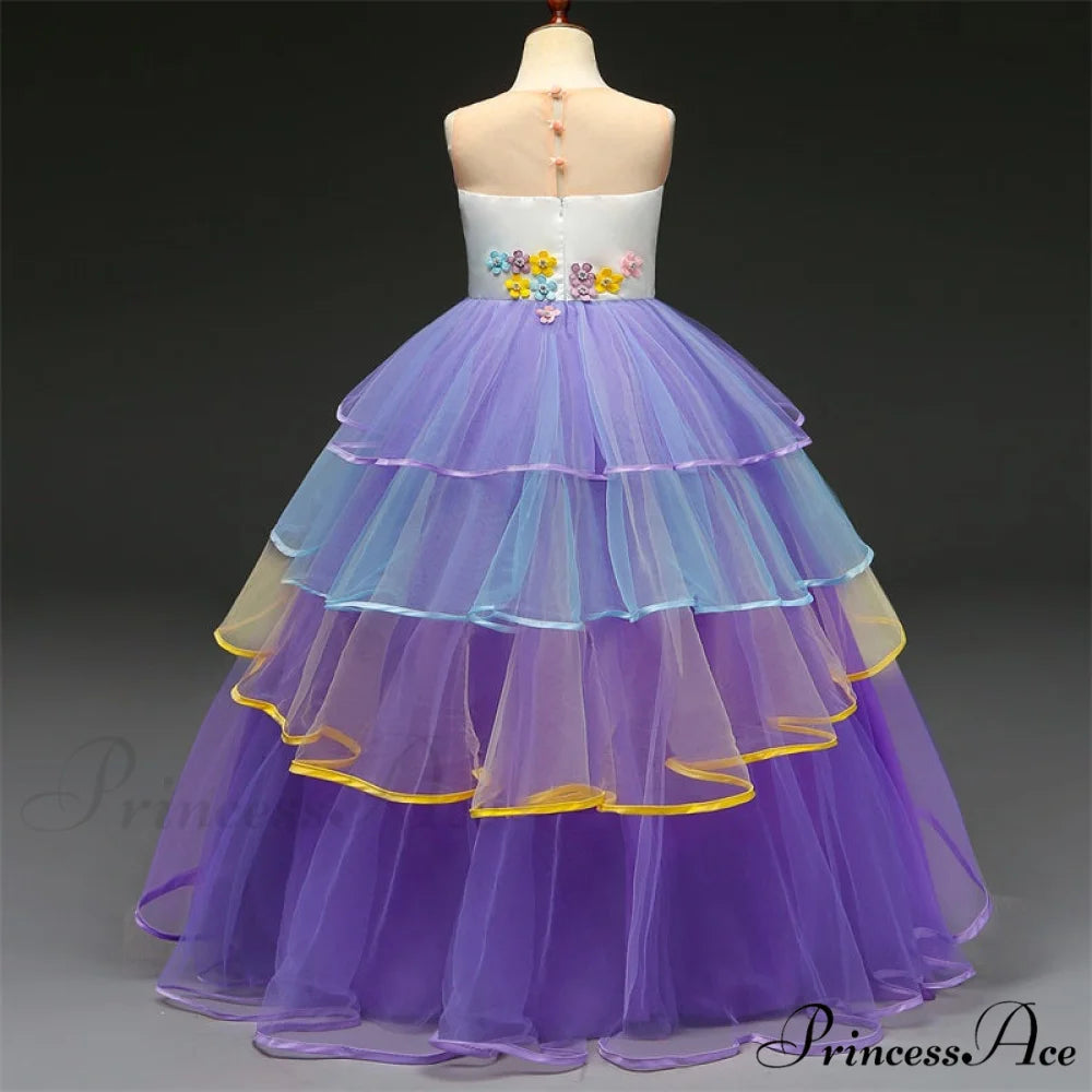 Embroidery Gown 6-14 Lace Wedding Flower Teen Party Girls Birthday Formal For Christmas Clothes Red Kids Dresses Gown