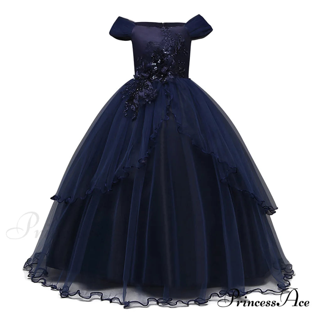 Embroidery Gown 6-14 Lace Wedding Flower Teen Party Girls Birthday Formal For Christmas Clothes Red Kids Dresses Gown