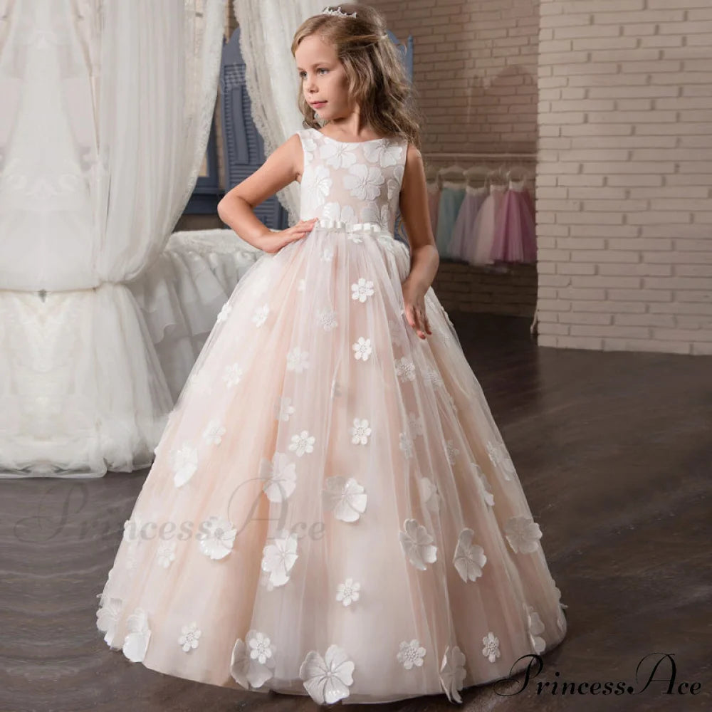 Embroidery Gown 6-14 Lace Wedding Flower Teen Party Girls Birthday Formal For Christmas Clothes Red Kids Dresses Gown