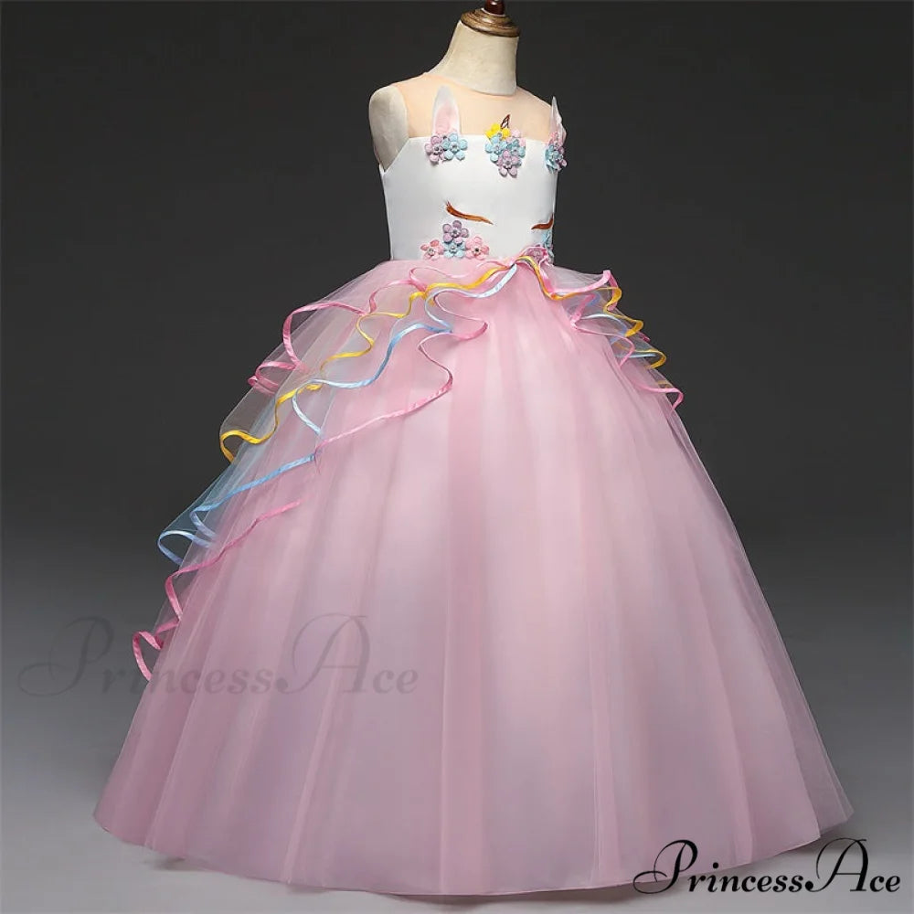 Embroidery Gown 6-14 Lace Wedding Flower Teen Party Girls Birthday Formal For Christmas Clothes Red Kids Dresses Gown