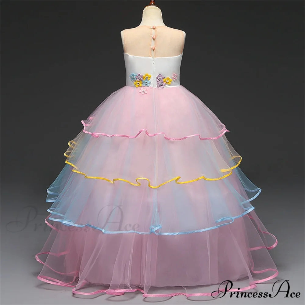 Embroidery Gown 6-14 Lace Wedding Flower Teen Party Girls Birthday Formal For Christmas Clothes Red Kids Dresses Gown
