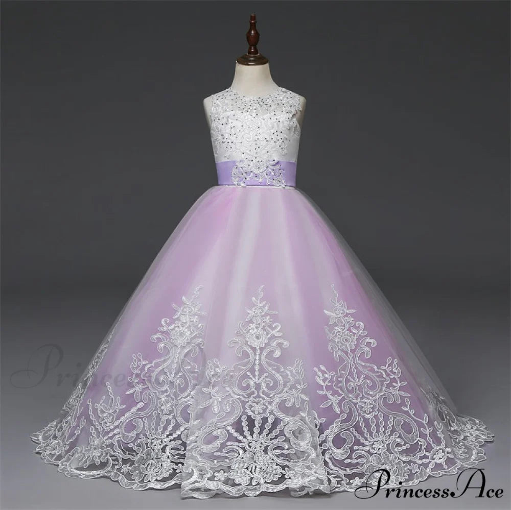 Embroidery Gown 6-14 Lace Wedding Flower Teen Party Girls Birthday Formal For Christmas Clothes Red Kids Dresses Gown
