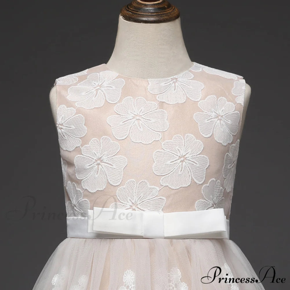 Embroidery Gown 6-14 Lace Wedding Flower Teen Party Girls Birthday Formal For Christmas Clothes Red Kids Dresses Gown