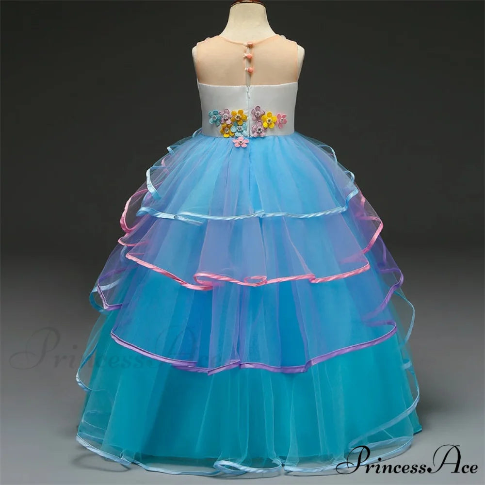 Embroidery Gown 6-14 Lace Wedding Flower Teen Party Girls Birthday Formal For Christmas Clothes Red Kids Dresses Gown