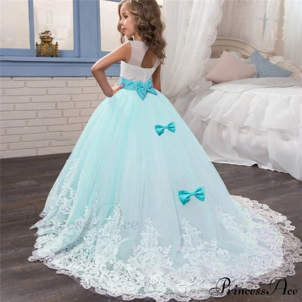 Embroidery Gown 6-14 Lace Wedding Flower Teen Party Girls Birthday Formal For Christmas Clothes Red Kids Dresses Gown