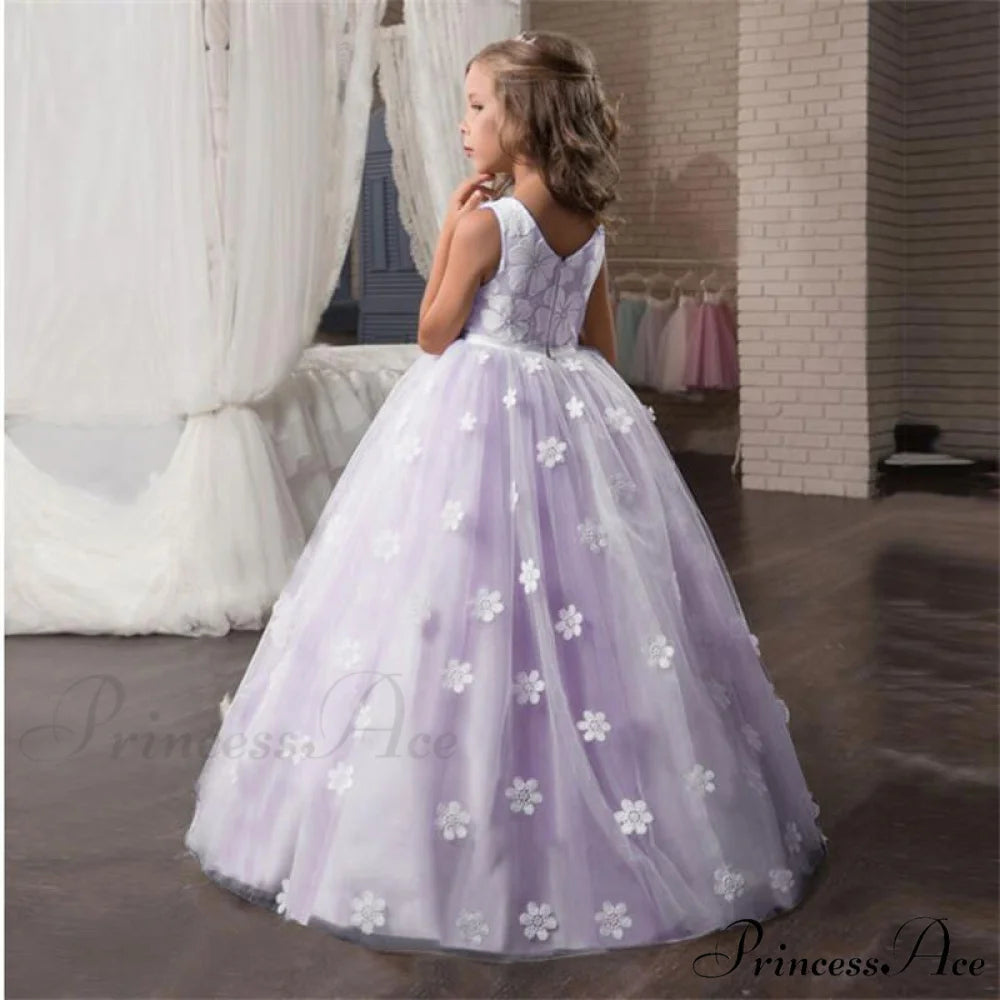 Embroidery Gown 6-14 Lace Wedding Flower Teen Party Girls Birthday Formal For Christmas Clothes Red Kids Dresses Gown