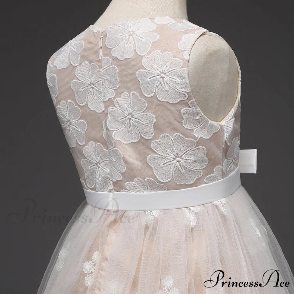 Embroidery Gown 6-14 Lace Wedding Flower Teen Party Girls Birthday Formal For Christmas Clothes Red Kids Dresses Gown