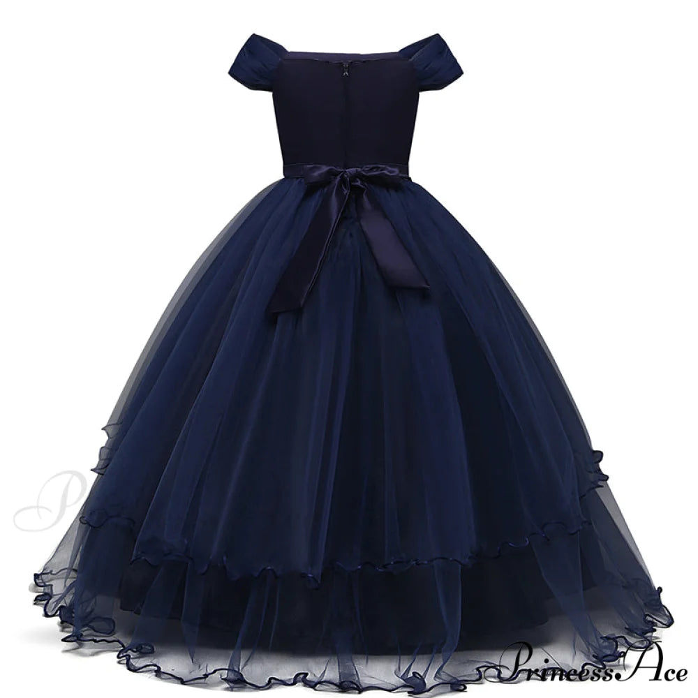 Embroidery Gown 6-14 Lace Wedding Flower Teen Party Girls Birthday Formal For Christmas Clothes Red Kids Dresses Gown