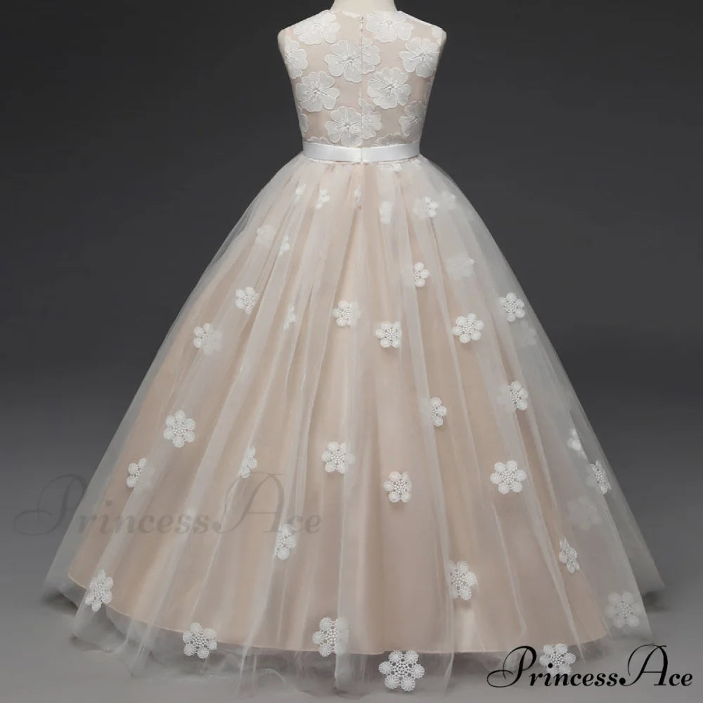 Embroidery Gown 6-14 Lace Wedding Flower Teen Party Girls Birthday Formal For Christmas Clothes Red Kids Dresses Gown