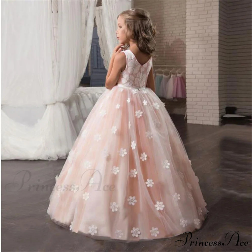 Embroidery Gown 6-14 Lace Wedding Flower Teen Party Girls Birthday Formal For Christmas Clothes Red Kids Dresses Gown