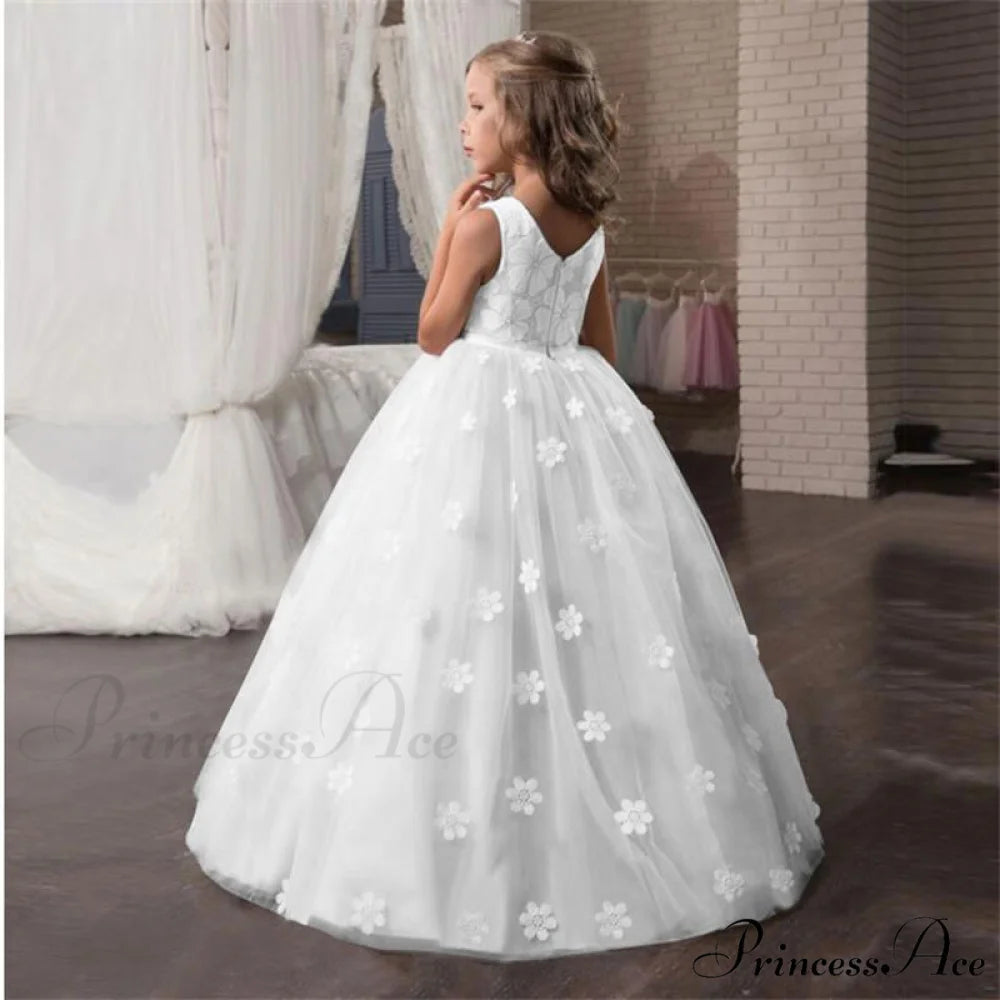 Embroidery Gown 6-14 Lace Wedding Flower Teen Party Girls Birthday Formal For Christmas Clothes Red Kids Dresses Gown