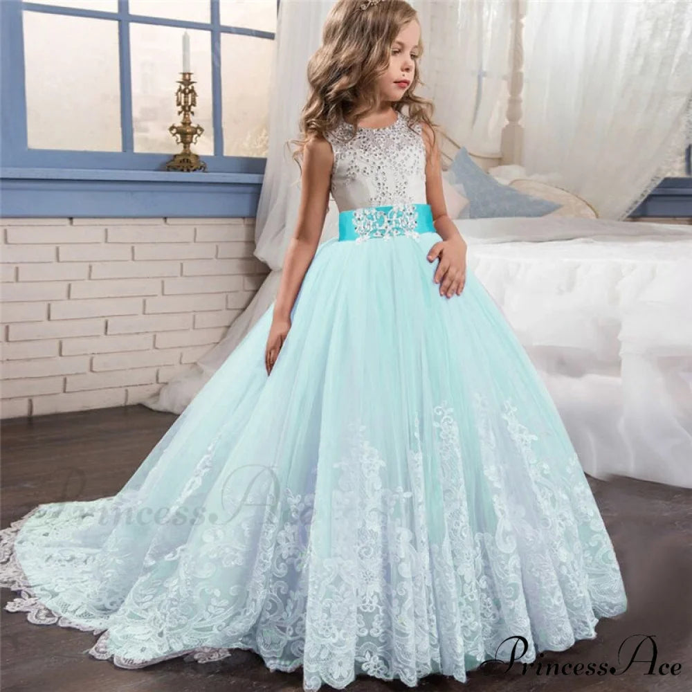 Embroidery Gown 6-14 Lace Wedding Flower Teen Party Girls Birthday Formal For Christmas Clothes Red Kids Dresses Gown
