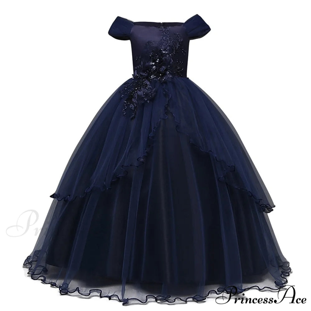 Embroidery Gown 6-14 Lace Wedding Flower Teen Party Girls Birthday Formal For Christmas Clothes Red Kids Dresses Gown