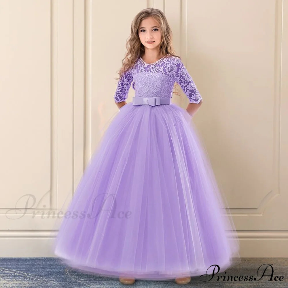 Embroidery Gown 6-14 Lace Wedding Flower Teen Party Girls Birthday Formal For Christmas Clothes Red Kids Dresses Gown