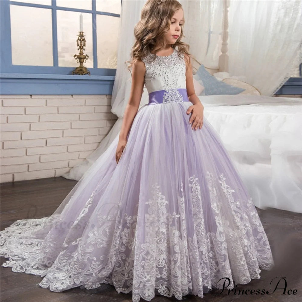 Embroidery Gown 6-14 Lace Wedding Flower Teen Party Girls Birthday Formal For Christmas Clothes Red Kids Dresses Gown