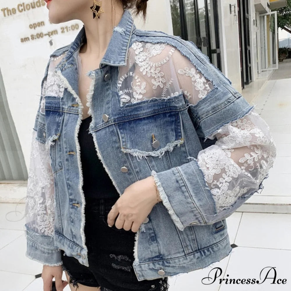 Embroidery Patchwork Stylish Denim Jacket S