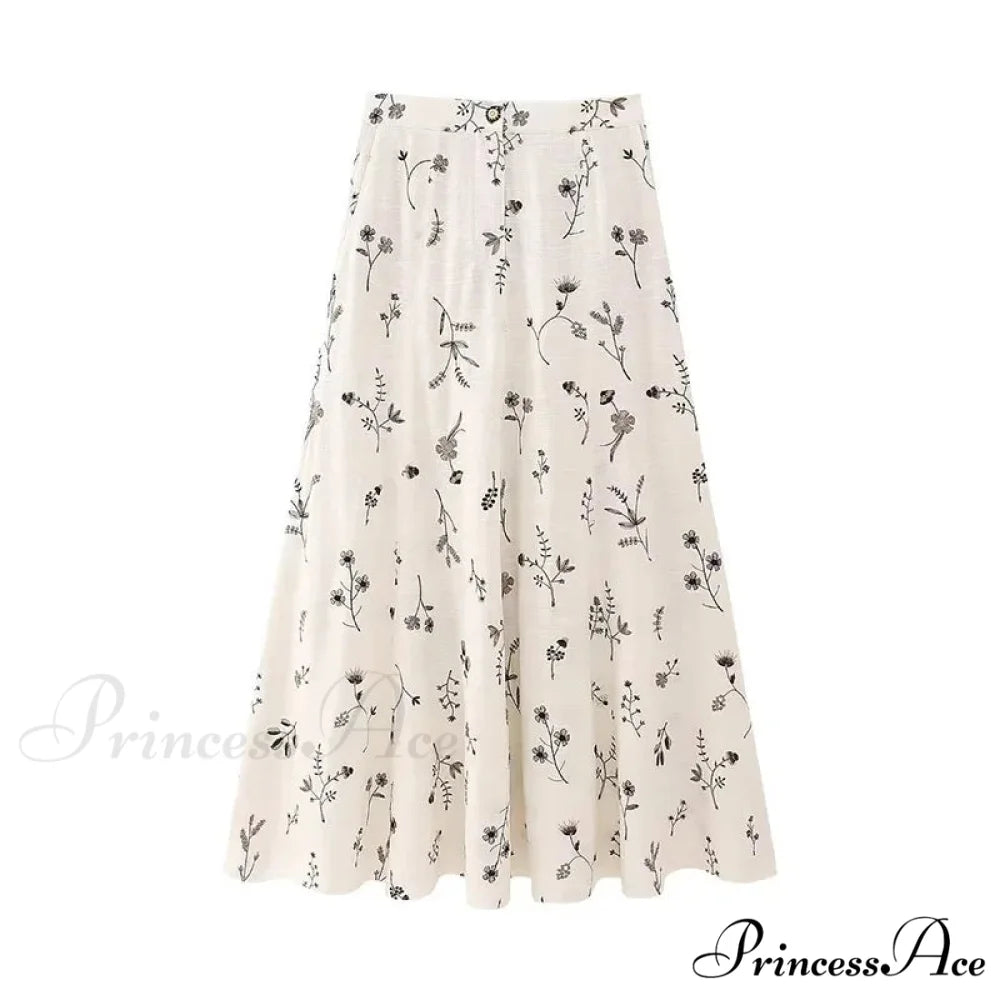 Embroidery Strap Maxi Dress Skirt / XS