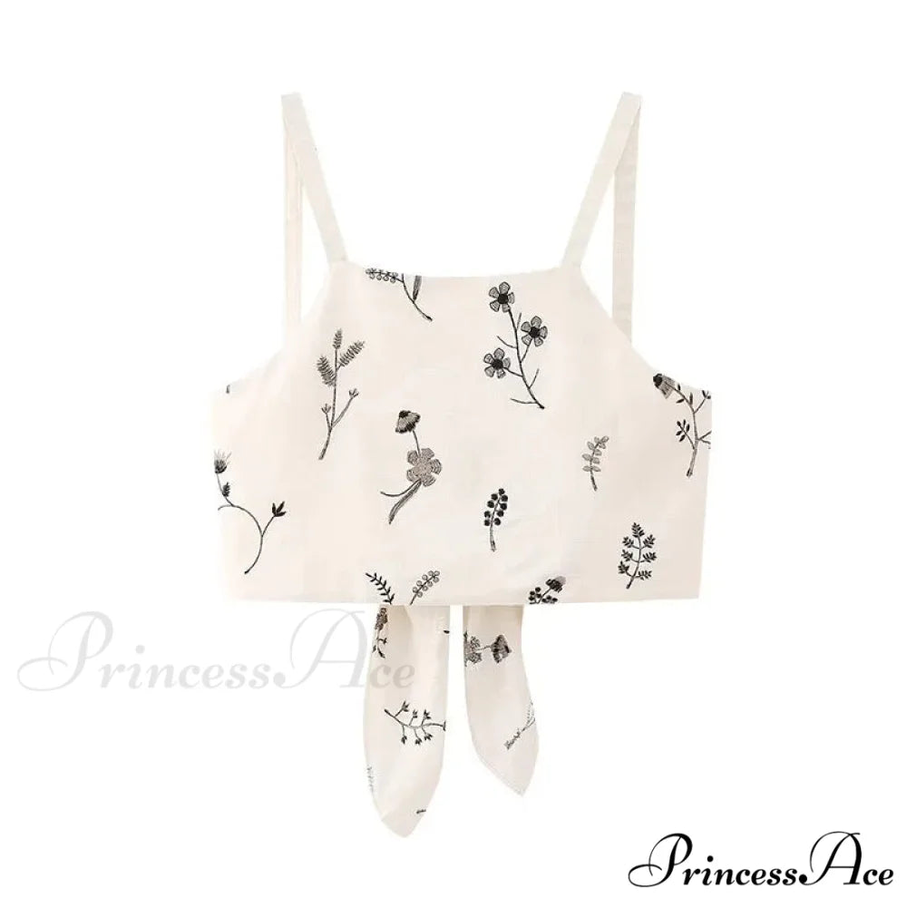 Embroidery Strap Maxi Dress Top / XS